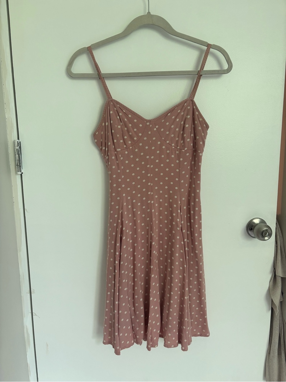 American Eagle Outfitters Pink Polka Dot Spaghetti Strap Dress